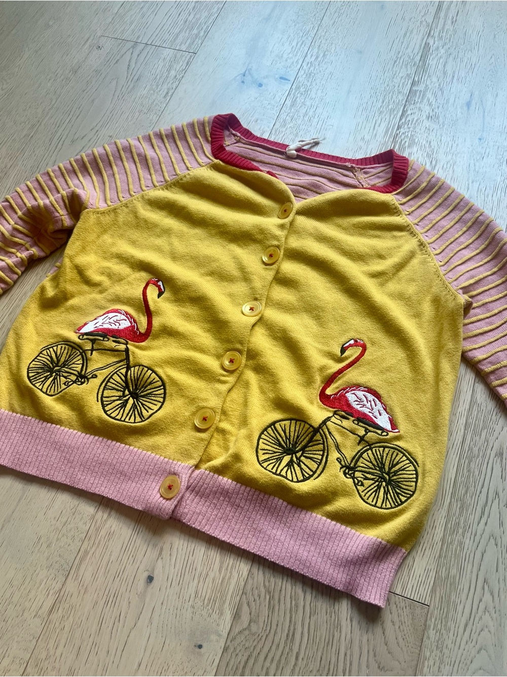 Pink and Yellow Flamingo Bicycle Cardigan